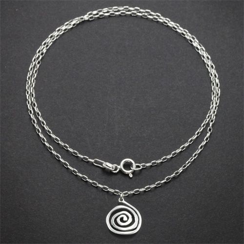 Sterling silver spiral charm necklace with an 18-inch chain