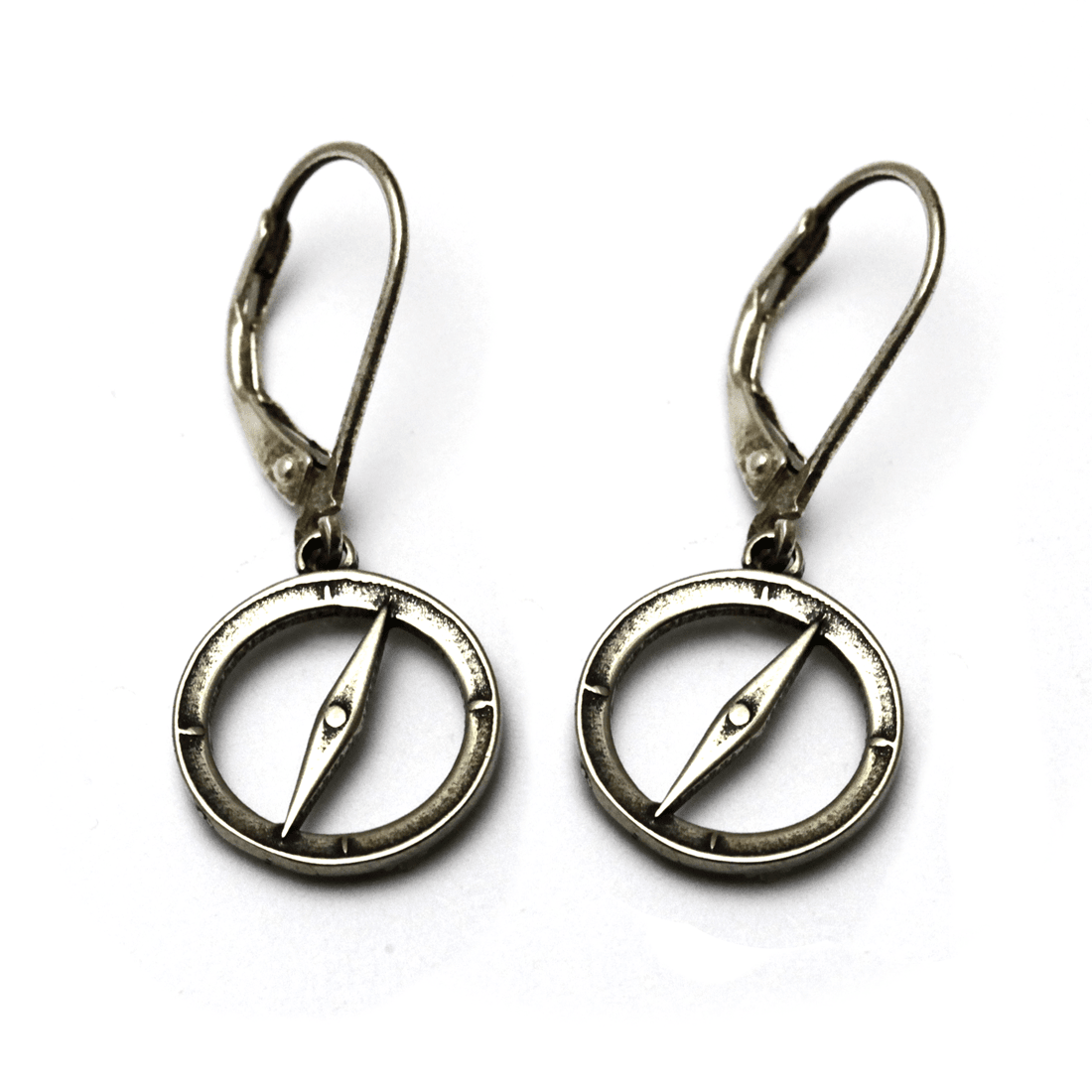 Camping compass earrings in sterling silver 