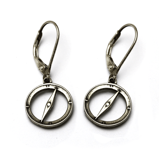 Camping compass earrings in sterling silver