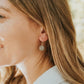 Girl wearing globe earth earrings in sterling silver