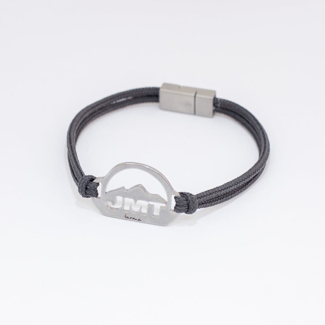 Stainless steel john muir trail bracelet on slate paracord