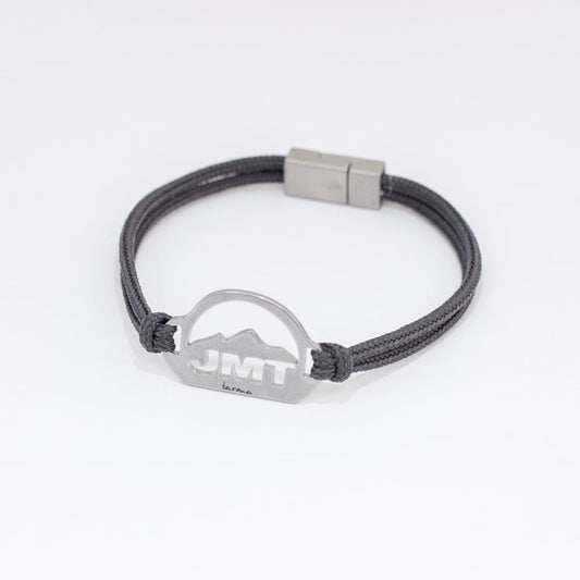 Stainless steel john muir trail bracelet on slate paracord